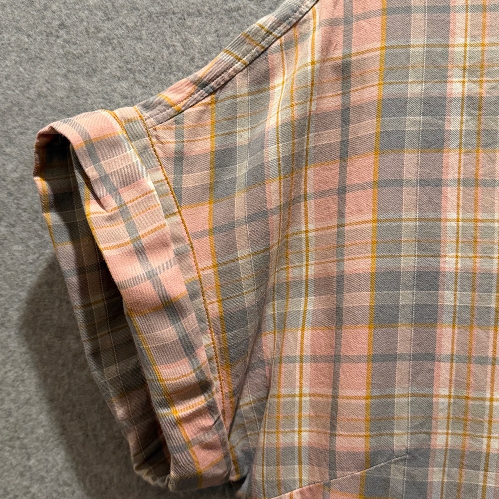 Lauren Ralph Lauren Woman’s Plaid Blouse Top Buttons Size XL Asymmetrical Bottom - Picture 3 of 5